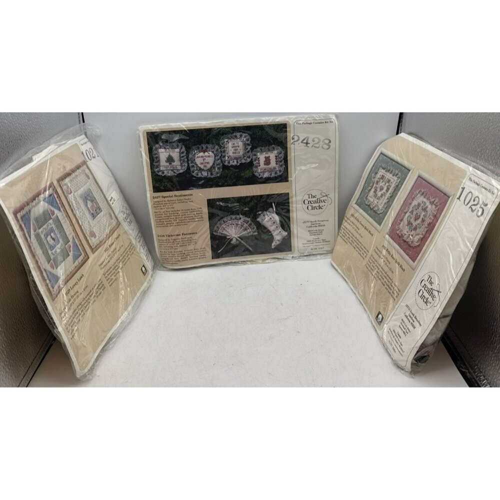 The Creative Circle Cross Stich Art Kit Lot of 3 Sealed Kits Vintage 1987